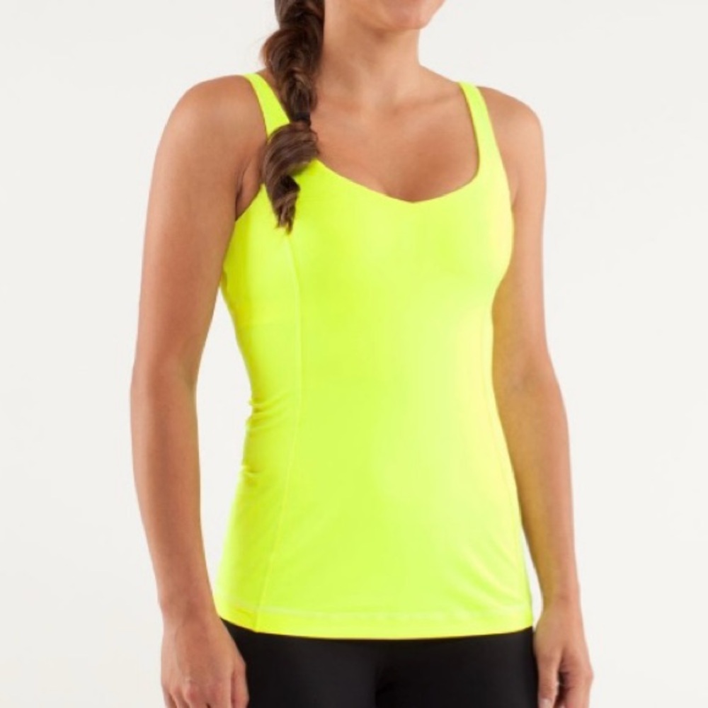 Lululemon Optimal Tank Cutout Back Neon Yellow Size 6